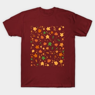 Meeple Autumn Pattern Board Games T-Shirt